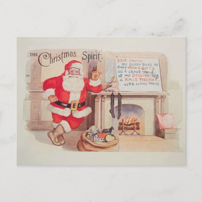 Vintager Weihnachtsklaus Postkarte (Vorderseite)