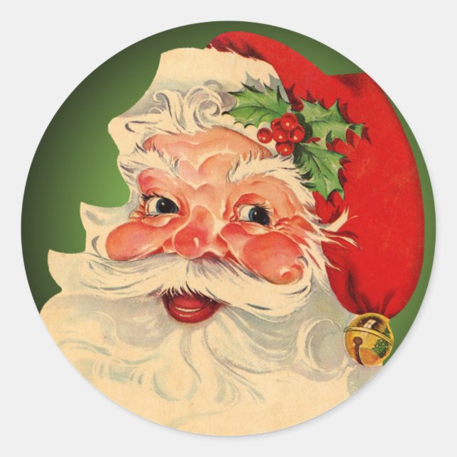 Vintager Weihnachtskleber für den Weihnachtsmann Runder Aufkleber (Vorderseite)