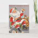 Vintager Weihnachtsmann 1950 Feiertagskarte<br><div class="desc">1950 Vintager Weihnachtsmann</div>