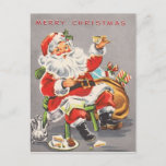 Vintager Weihnachtsmann 1950 Feiertagspostkarte<br><div class="desc">1950 Vintager Weihnachtsmann</div>