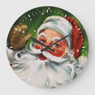 Vintager Weihnachtsmann 1 Große Wanduhr