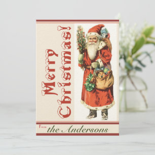 Vintager Weihnachtsmann 5 mit Weihnachtsfeiertag Einladung
