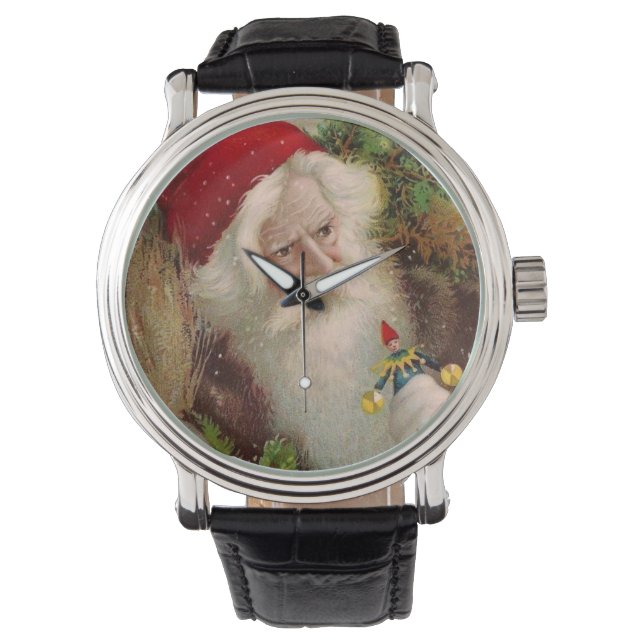 Vintager Weihnachtsmann 9 Armbanduhr (Vorderseite)