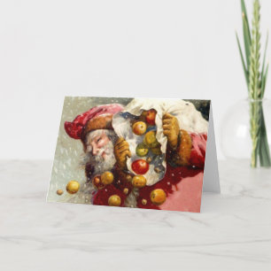 Vintager Weihnachtsmann/ Apfelsack Antik Feiertagskarte