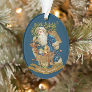 Vintager Weihnachtsmann Classic Blue Christmas Cus Ornament