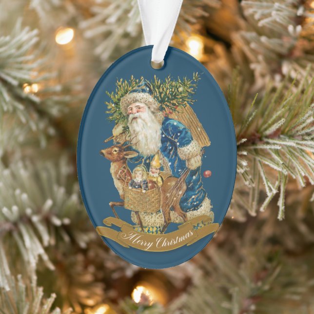 Vintager Weihnachtsmann Classic Blue Christmas Cus Ornament (Baum)
