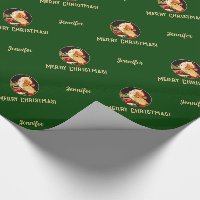 Vintager Weihnachtsmann Custom Weihnachtsgeschenk Geschenkpapier (Ecke)