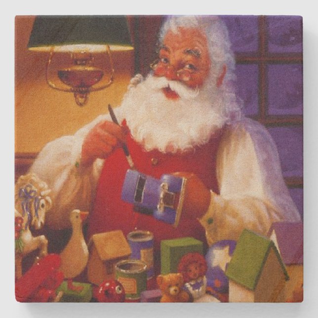 Vintager Weihnachtsmann, der Steinuntersetzer (Vorderseite)