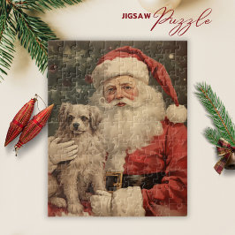 Vintager Weihnachtsmann Dog Weihnachts-Jigsaw-Puzz Puzzle