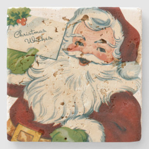Vintager Weihnachtsmann erfüllt Weihnachtswünsche Steinuntersetzer