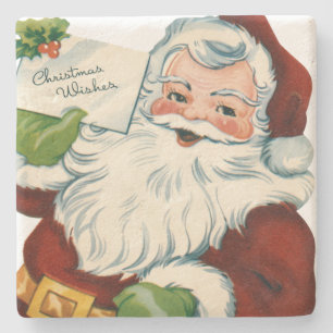 Vintager Weihnachtsmann erfüllt Weihnachtswünsche Steinuntersetzer