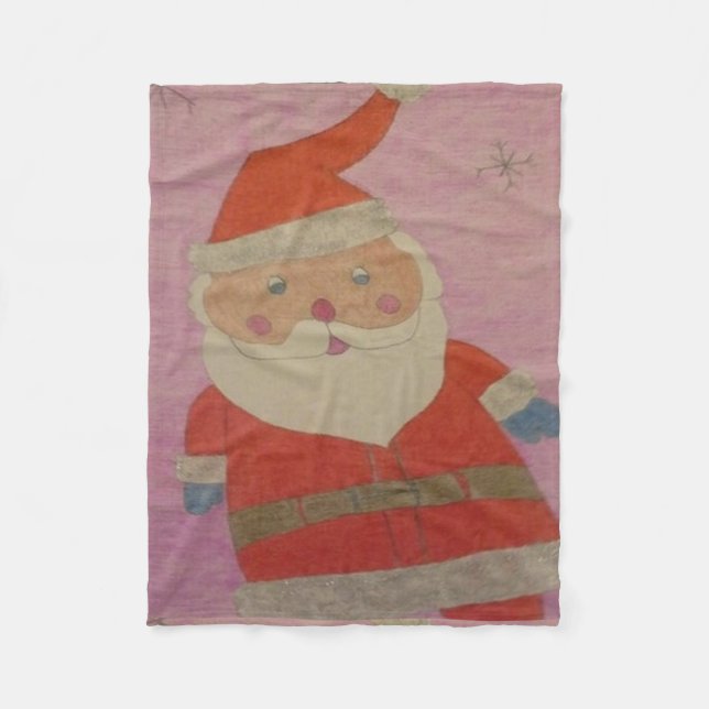Vintager Weihnachtsmann Fleecedecke (Vorderseite)