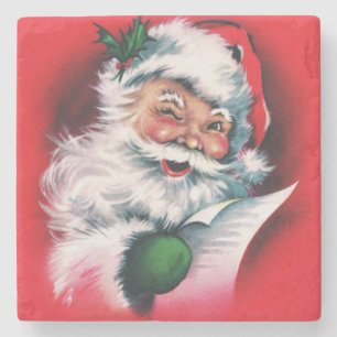 Vintager Weihnachtsmann, frohe Weihnachten, glück Steinuntersetzer