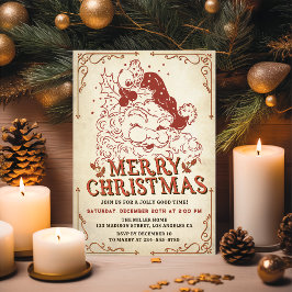 Vintager Weihnachtsmann Frohe Weihnachten Party Einladung