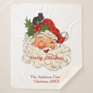Vintager Weihnachtsmann frohe Weihnachten Sherpadecke