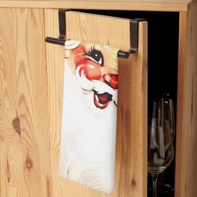 Vintager Weihnachtsmann: Frohe Weihnachtsfeier Geschirrtuch (Drittel gefaltet)