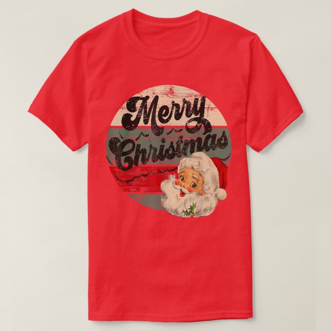 Vintager Weihnachtsmann frohe Weihnachtsgesicht Al T-Shirt (Design vorne)