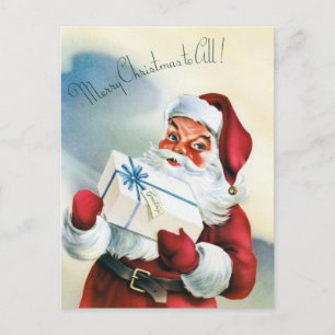 Vintager Weihnachtsmann frohe Weihnachtsgrüße Postkarte