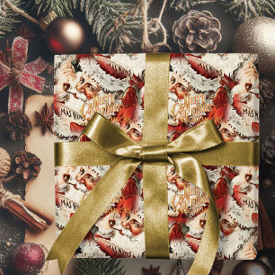 Vintager Weihnachtsmann Frohe Weihnachtswrapping P Geschenkpapier
