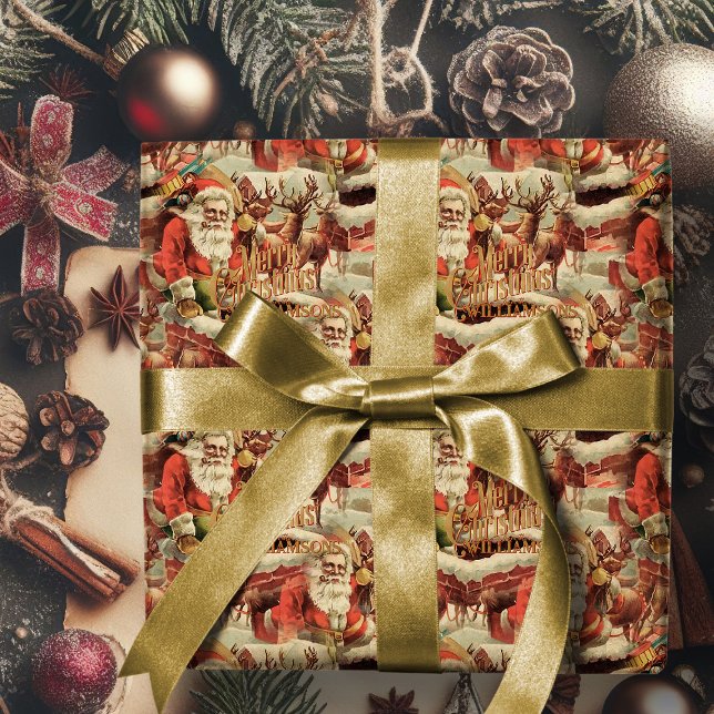 Vintager Weihnachtsmann Frohe Weihnachtswrapping P Geschenkpapier (vintage Santa Claus merry Chistmas gift wrap. Retro Christmas wrapping paper)