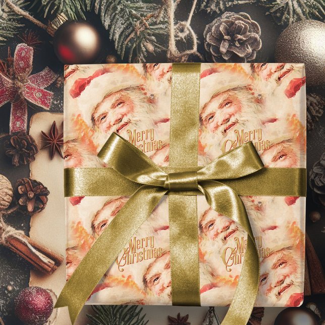 Vintager Weihnachtsmann Frohe Weihnachtswrapping P Geschenkpapier (vintage Santa Claus merry Chistmas gift wrap. Retro Christmas wrapping paper)