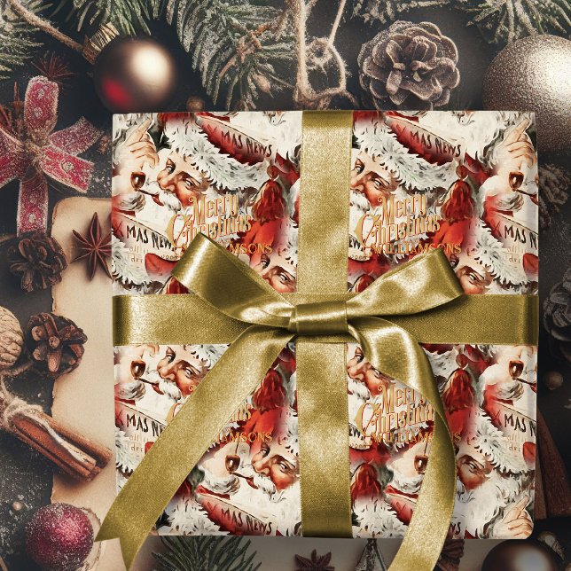 Vintager Weihnachtsmann Frohe Weihnachtswrapping P Geschenkpapier (vintage Santa Claus merry Chistmas gift wrap. Retro Christmas wrapping paper)