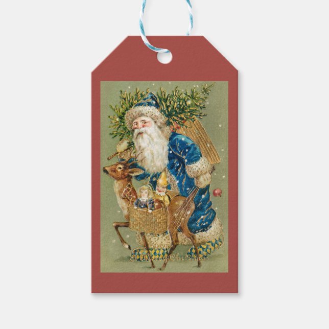 Vintager Weihnachtsmann Geschenkanhänger (Vorderseite)