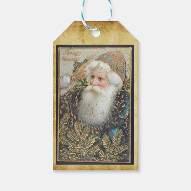 Vintager Weihnachtsmann Geschenkanhänger (Vorderseite)