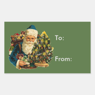 Vintager Weihnachtsmann - Geschenkmarke Rechteckiger Aufkleber