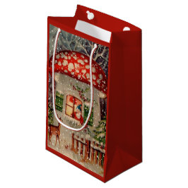 Vintager Weihnachtsmann Gnome im Pilzsaal Kleine Geschenktüte