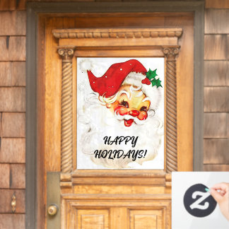 Vintager Weihnachtsmann "Happy Holidays" Fensteraufkleber