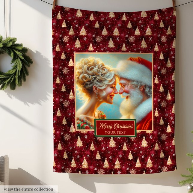 Vintager Weihnachtsmann Holiday Blanket Burgund Go Fleecedecke (Vintage Santa Claus Holiday Blanket Burgundy Gold Decor)