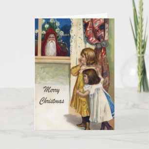 Vintager Weihnachtsmann im Freien Feiertagskarte