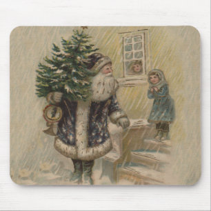 Vintager Weihnachtsmann im Schnee Mousepad