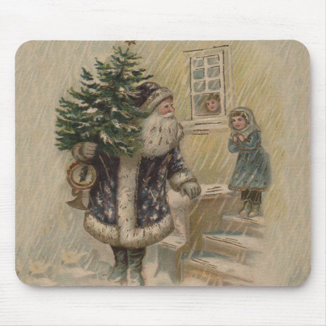 Vintager Weihnachtsmann im Schnee Mousepad (Vorne)