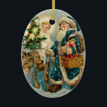 Vintager Weihnachtsmann in blauen Ornamenten Keramikornament<br><div class="desc">Vintager Weihnachtsmann in blauem Mantel. Alte Mode Weihnachtsschmuck! Schöne Viktorianische Weihnachtsschmuck für Ihre Feriendekoration! Einfach zu anpassen!</div>