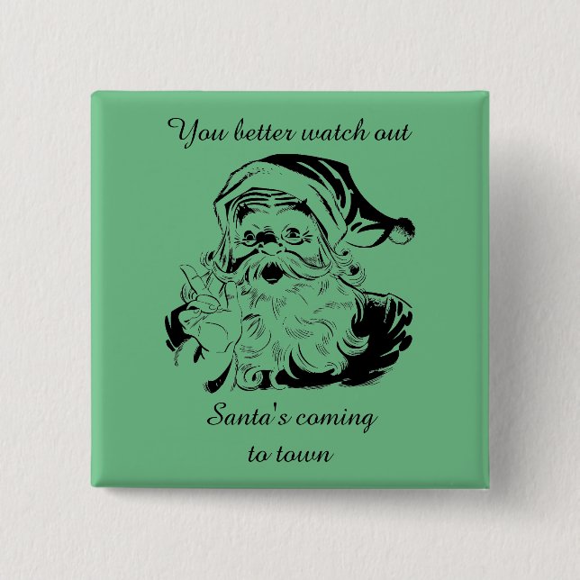 Vintager Weihnachtsmann in der Stadt Button (Vorderseite)