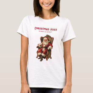 Vintager Weihnachtsmann in einem gemütlichen Stuhl T-Shirt