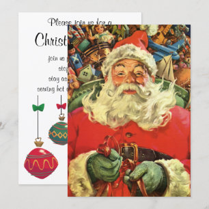 Vintager Weihnachtsmann in Sleigh Weihnachten Part Einladung