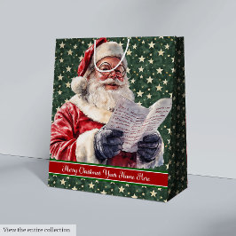 Vintager Weihnachtsmann Individuelle Name Geschenk Mittlere Geschenktüte
