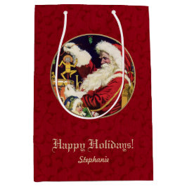 Vintager Weihnachtsmann, Individuelle Name Weihnac Mittlere Geschenktüte