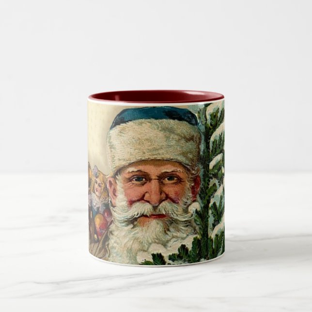 Vintager Weihnachtsmann: Kaffee-Tasse Zweifarbige Tasse (Mittel)