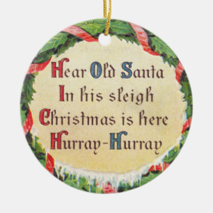 Vintager Weihnachtsmann Keramik Ornament