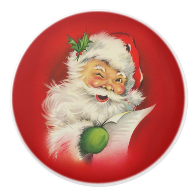 Vintager Weihnachtsmann Keramikknauf (Vorderseite)