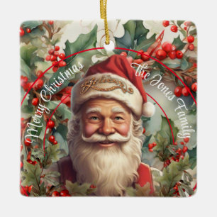 Vintager Weihnachtsmann Keramikornament