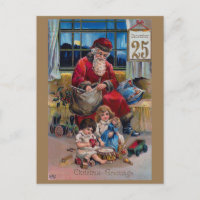 Vintager Weihnachtsmann, Kinder und Geschenke