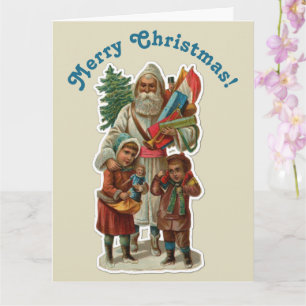 Vintager Weihnachtsmann & Kinder zu Weihnachten Ei Karte