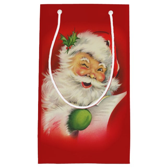 Vintager Weihnachtsmann Kleine Geschenktüte (Vorderseite)