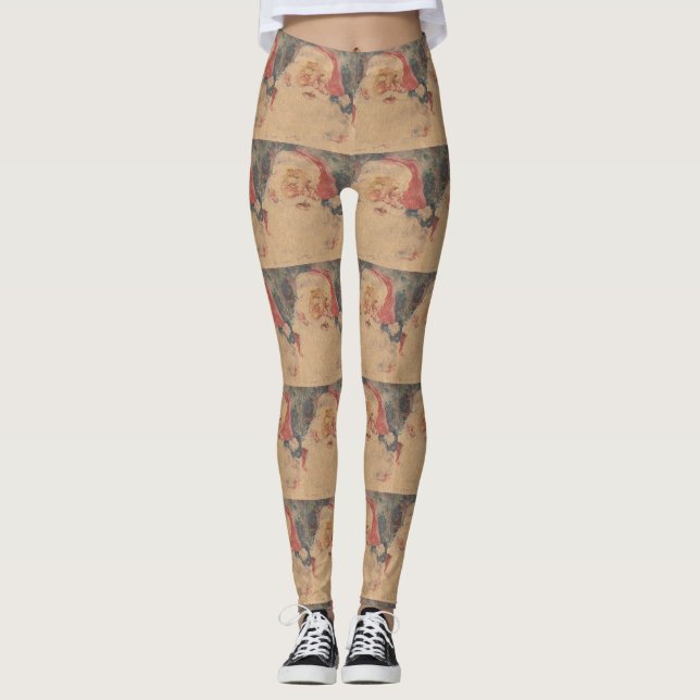Vintager Weihnachtsmann Leggings (Vorderseite)