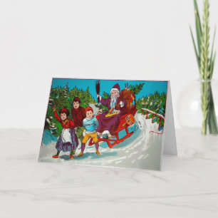 Vintager Weihnachtsmann mit Birkensticks Urlaubska Feiertagskarte